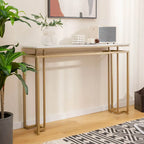 Table console imitation marbre blanc et or, assemblage par 1 personne