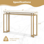 Table console imitation marbre blanc et or, assemblage par 1 personne