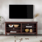 Meuble TV moderne de 58 po – Noyer foncé / Chêne blanc / Multicolore, étagère ouverte, pour 1 TV
