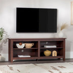 Meuble TV moderne de 58 po – Noyer foncé / Chêne blanc / Multicolore, étagère ouverte, pour 1 TV