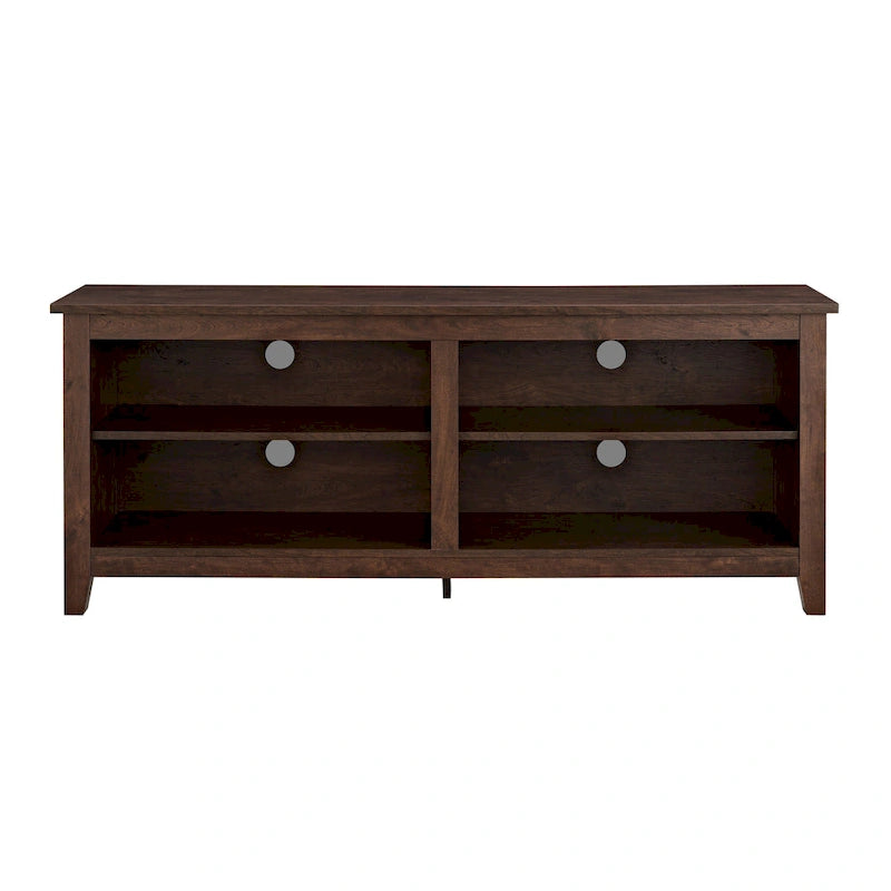 Meuble TV moderne de 58 po – Noyer foncé / Chêne blanc / Multicolore, étagère ouverte, pour 1 TV