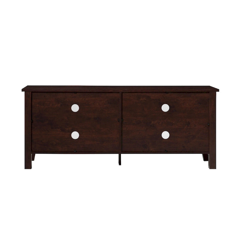 Meuble TV moderne de 58 po – Noyer foncé / Chêne blanc / Multicolore, étagère ouverte, pour 1 TV