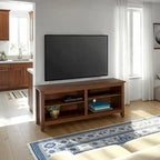 Meuble TV moderne de 58 po – Noyer foncé / Chêne blanc / Multicolore, étagère ouverte, pour 1 TV