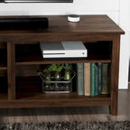 Meuble TV moderne de 58 po – Noyer foncé / Chêne blanc / Multicolore, étagère ouverte, pour 1 TV