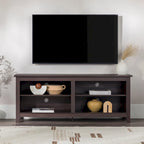 Meuble TV moderne de 58 po – Noyer foncé / Chêne blanc / Multicolore, étagère ouverte, pour 1 TV