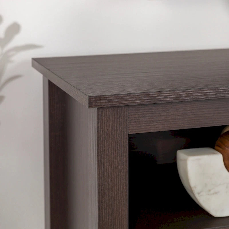 Meuble TV moderne de 58 po – Noyer foncé / Chêne blanc / Multicolore, étagère ouverte, pour 1 TV