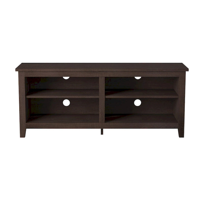 Meuble TV moderne de 58 po – Noyer foncé / Chêne blanc / Multicolore, étagère ouverte, pour 1 TV