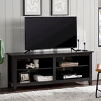 Meuble TV moderne de 58 po – Noyer foncé / Chêne blanc / Multicolore, étagère ouverte, pour 1 TV