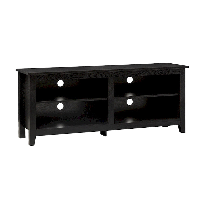 Meuble TV moderne de 58 po – Noyer foncé / Chêne blanc / Multicolore, étagère ouverte, pour 1 TV