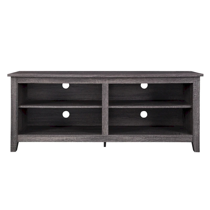 Meuble TV moderne de 58 po – Noyer foncé / Chêne blanc / Multicolore, étagère ouverte, pour 1 TV