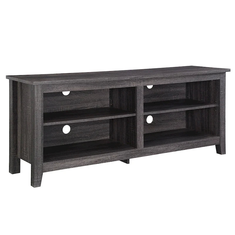 Meuble TV moderne de 58 po – Noyer foncé / Chêne blanc / Multicolore, étagère ouverte, pour 1 TV