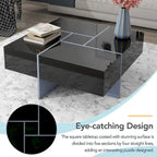 Table basse extensible blanche/noire/marron avec rangement dissimulé, pour 2 à 4 personnes