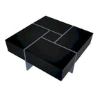 Table basse extensible blanche/noire/marron avec rangement dissimulé, pour 2 à 4 personnes