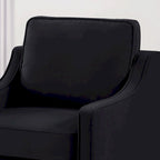 Canapé 3 places avec accoudoir incurvé et pieds en bois – Bleu marine / Noir / Taupe, Velours, 3 places