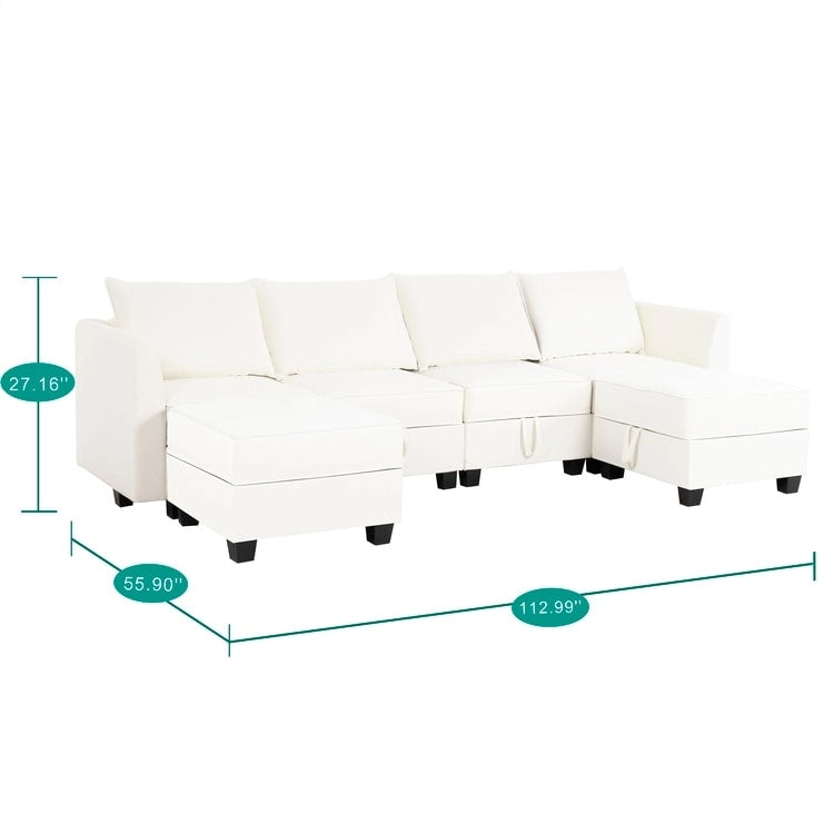 Canapé modulaire 2 places en lin beige