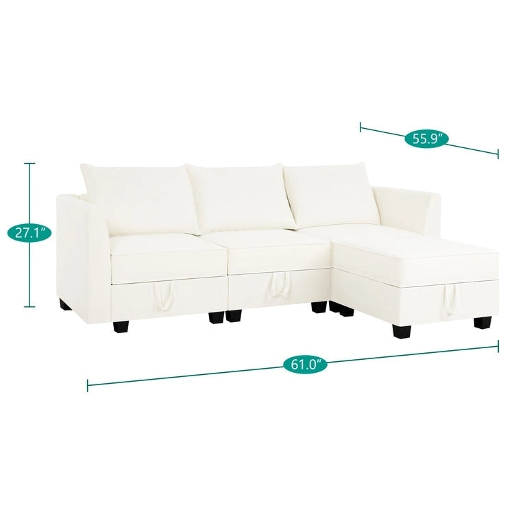 Canapé modulaire 2 places en lin beige