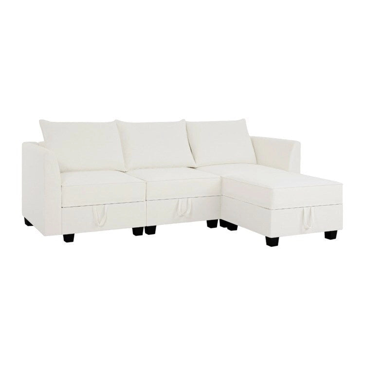 Canapé modulaire 2 places en lin beige