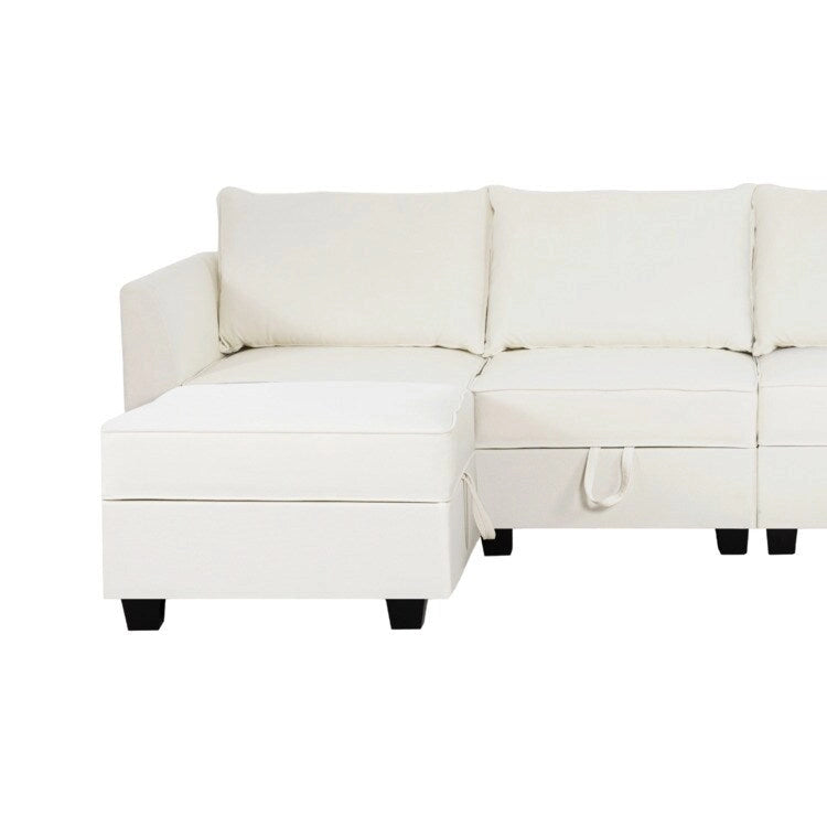 Canapé modulaire 2 places en lin beige