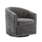 Fauteuil pivotant, Tissu rembourré, Une place (Gris foncé / Bleu / Rose / Beige)
