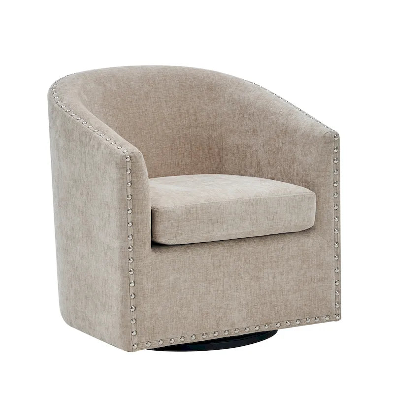 Fauteuil pivotant, Tissu rembourré, Une place (Gris foncé / Bleu / Rose / Beige)