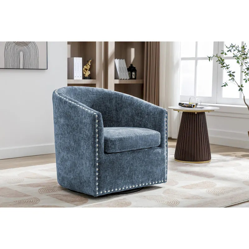 Fauteuil pivotant, Tissu rembourré, Une place (Gris foncé / Bleu / Rose / Beige)