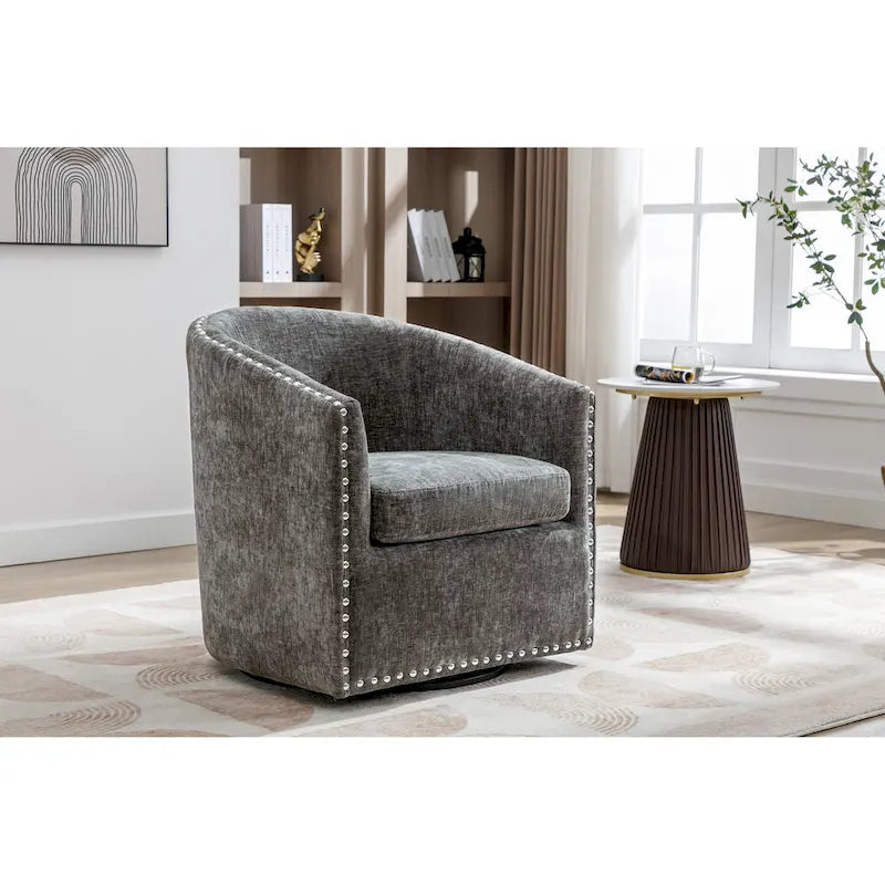 Fauteuil pivotant, Tissu rembourré, Une place (Gris foncé / Bleu / Rose / Beige)