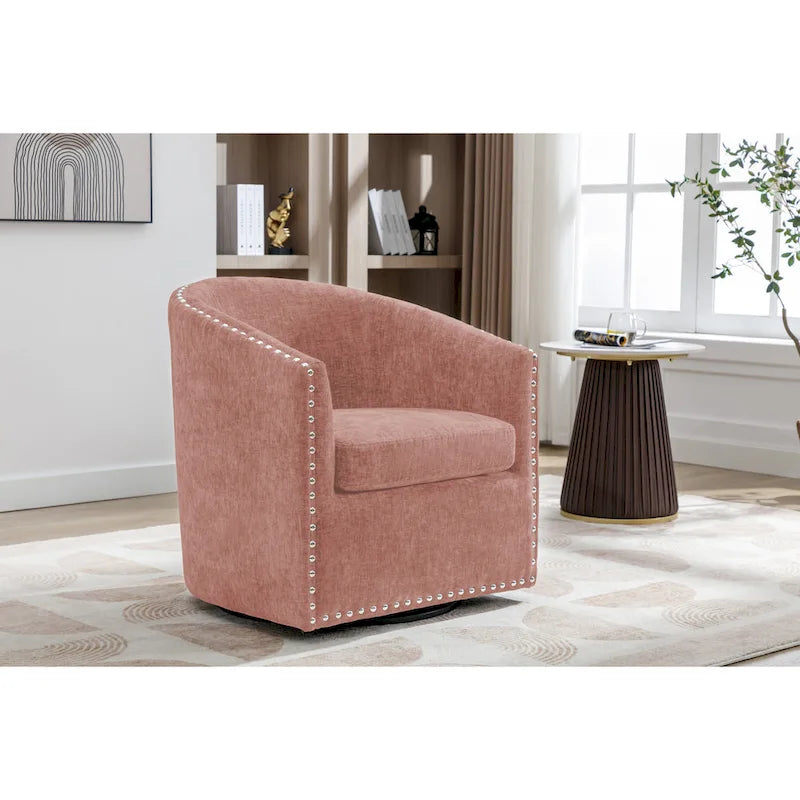 Fauteuil pivotant, Tissu rembourré, Une place (Gris foncé / Bleu / Rose / Beige)