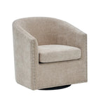 Fauteuil pivotant, Tissu rembourré, Une place (Gris foncé / Bleu / Rose / Beige)