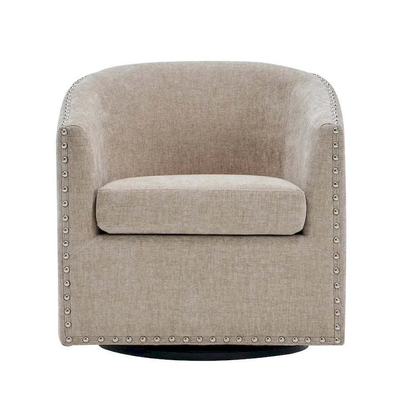 Fauteuil pivotant, Tissu rembourré, Une place (Gris foncé / Bleu / Rose / Beige)