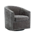 Fauteuil pivotant, Tissu rembourré, Une place (Gris foncé / Bleu / Rose / Beige)