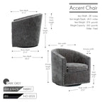 Fauteuil pivotant, Tissu rembourré, Une place (Gris foncé / Bleu / Rose / Beige)