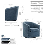 Fauteuil pivotant, Tissu rembourré, Une place (Gris foncé / Bleu / Rose / Beige)