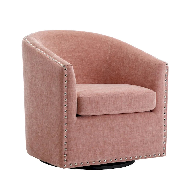Fauteuil pivotant, Tissu rembourré, Une place (Gris foncé / Bleu / Rose / Beige)