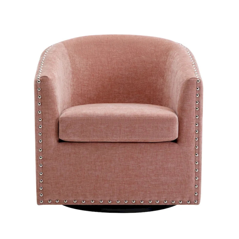 Fauteuil pivotant, Tissu rembourré, Une place (Gris foncé / Bleu / Rose / Beige)