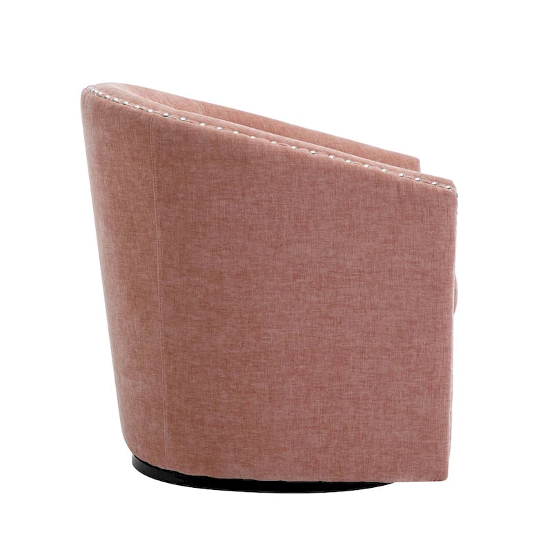 Fauteuil pivotant, Tissu rembourré, Une place (Gris foncé / Bleu / Rose / Beige)