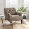 Fauteuil d'appoint capitonné transitionnel marron/gris, revêtement en vinyle, une place
