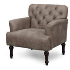 Fauteuil d'appoint capitonné transitionnel marron/gris, revêtement en vinyle, une place