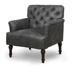 Fauteuil d'appoint capitonné transitionnel marron/gris, revêtement en vinyle, une place