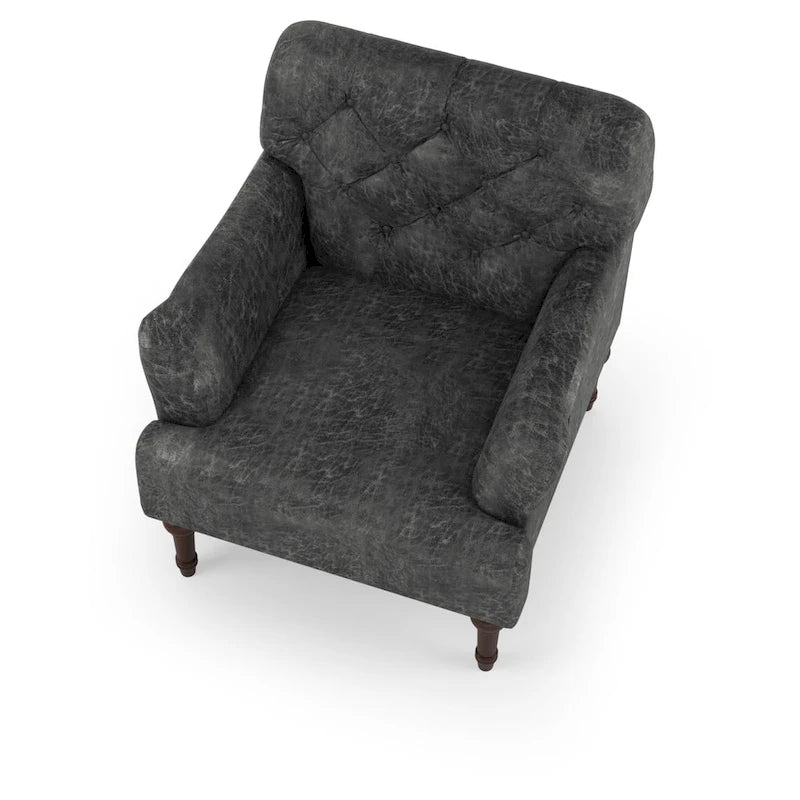 Fauteuil d'appoint capitonné transitionnel marron/gris, revêtement en vinyle, une place