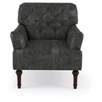 Fauteuil d'appoint capitonné transitionnel marron/gris, revêtement en vinyle, une place
