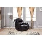 Canapé inclinable 3 places en cuir reconstitué marron/gris/noir avec port USB et repose-pieds