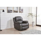 Canapé inclinable 3 places en cuir reconstitué marron/gris/noir avec port USB et repose-pieds