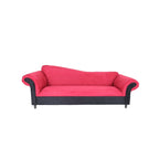 Canapé 3 places en velours rouge, style traditionnel, 3 places