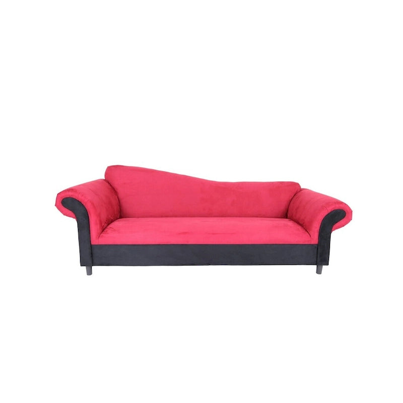 Canapé 3 places en velours rouge, style traditionnel, 3 places