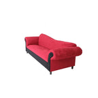 Canapé 3 places en velours rouge, style traditionnel, 3 places