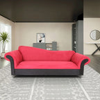 Canapé 3 places en velours rouge, style traditionnel, 3 places