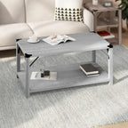 Table basse à 2 niveaux, Chêne rustique/Finition gris délavé/Gris Aspen, Style rustique, Utilisation par 1 personne