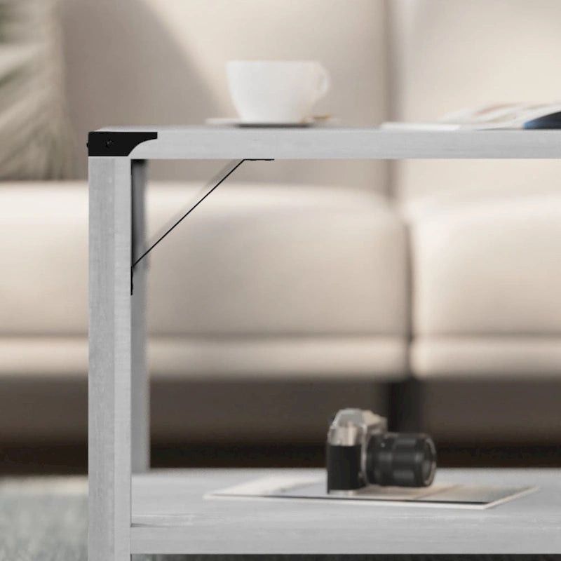 Table basse à 2 niveaux, Chêne rustique/Finition gris délavé/Gris Aspen, Style rustique, Utilisation par 1 personne