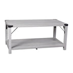 Table basse à 2 niveaux, Chêne rustique/Finition gris délavé/Gris Aspen, Style rustique, Utilisation par 1 personne