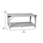Table basse à 2 niveaux, Chêne rustique/Finition gris délavé/Gris Aspen, Style rustique, Utilisation par 1 personne